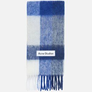 Acne Studios Blue and White Plaid Scarf